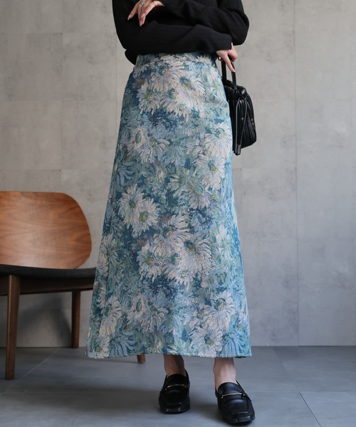 sakishimatokyo スカート ゴブラン柄セミフレアスカート/台形スカート