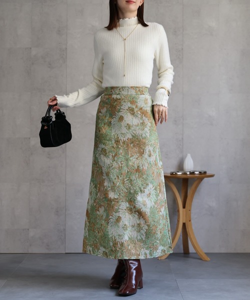 sakishimatokyo スカート ゴブラン柄セミフレアスカート/台形スカート