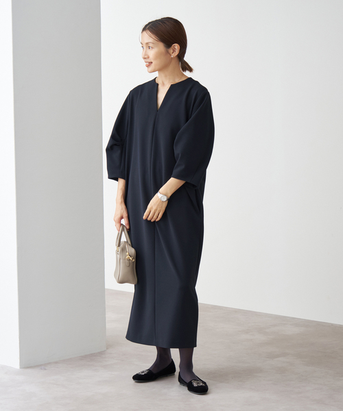 Very brain ツイード タック スリーブ ワンピース バルーンスリーブバイカラータックフレアワンピース