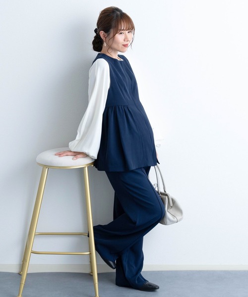 SweetMommy(授乳服&マタニティ) セットアップ ペプラムジレ