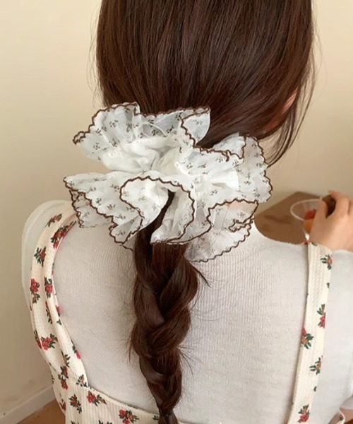 【贅沢なパフ感♪】丸みを帯びた花型＊ LouisVuitton シュシュ ANEMONE】フラワー柄シアーシュシュ｜アネモネ・シエナロゼ