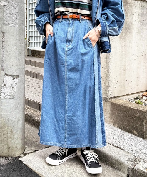 DOUBLE NAME（ダブルネーム） デニムスカート デニム切替トラック