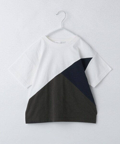 THE SHOP TK tシャツ 「110−160」斜め切替配色Tシャツ/洗濯機OK