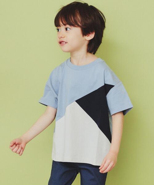 THE SHOP TK tシャツ 「110−160」斜め切替配色Tシャツ/洗濯機OK