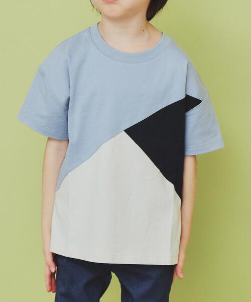 THE SHOP TK tシャツ 「110−160」斜め切替配色Tシャツ/洗濯機OK