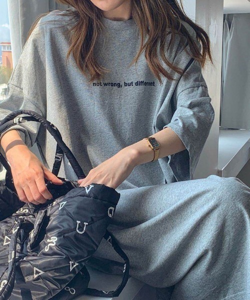 tシャツ プリントデザインロング丈Tシャツワンピース レディース