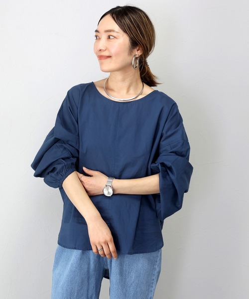 Aletta vita ブラウス シャツ キャンブリックコットン袖ギャザー 