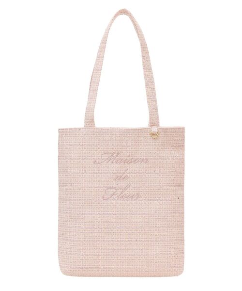 Maison de FLEUR トートバッグ ツイードブランドロゴ刺繍トート