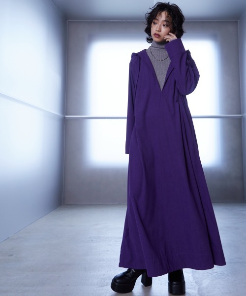 ANN DEMEULEMEESTER パープル長袖ワンピース GEVS.（ジェイヴィス） 「SMILELAND」長袖ワンピース 3L パープル