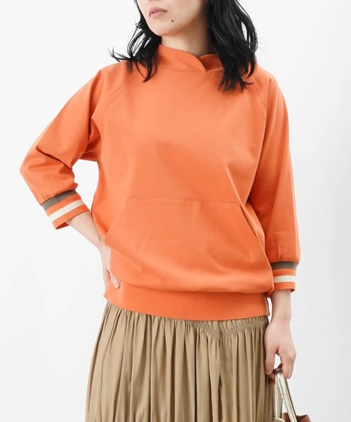 tシャツ LC/LLL リブラインスタンドカラーカットソー レディース