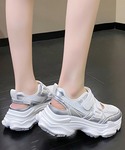 厚底 サンダル メッシュ ベルクロ 厚底 スニ...の詳細画像1