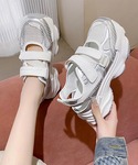 厚底 サンダル メッシュ ベルクロ 厚底 スニ...の詳細画像5