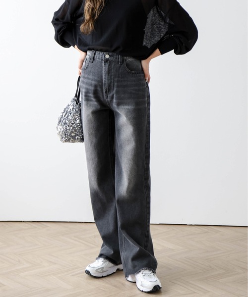 [AMELY] обработка Denim брюки M голубой женский 
