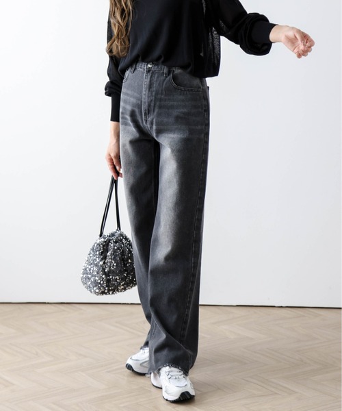 [AMELY] обработка Denim брюки M голубой женский 