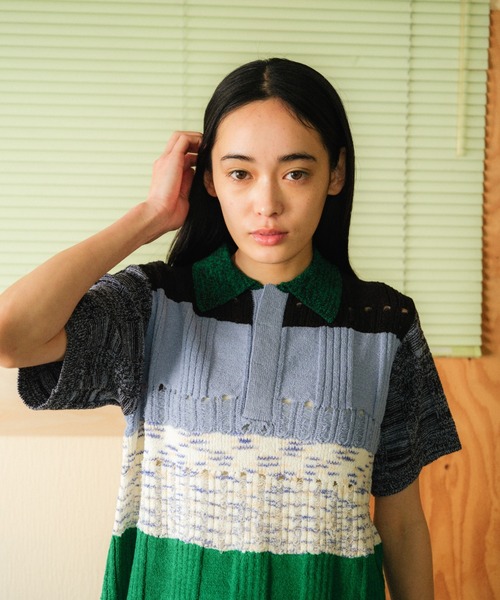 PAMM（パム） ポロシャツ ポロ 格子のニットポロシャツ レディース