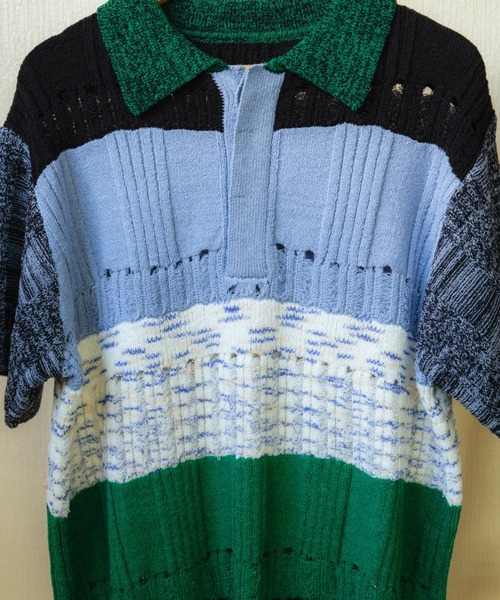 パム PAMM ニットポロシャツ PAMM（パム） ポロシャツ ポロ 格子のニットポロシャツ レディース