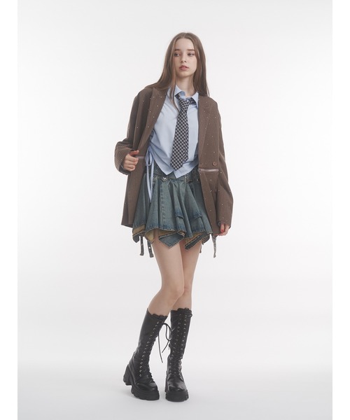 即購入大歓迎！jouetie アシメヘムデニムミニスカート 新品　定価1万2千円 jouetie デニムスカート アシメヘムデニムミニスカート「セットアップ