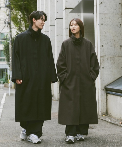 flaner ステンカラーコート MEDIUM ダークブラウン レディース