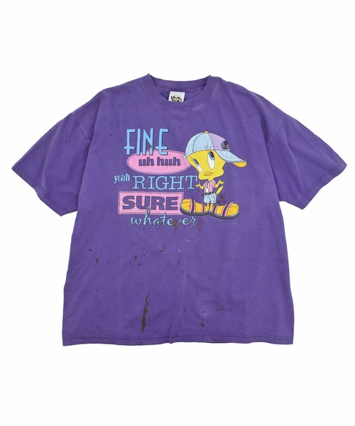 90年代 USA製 LOONEY TUNES  トゥイーティー Tweety Ｔシャツ キャラクター ネイビー(レディース 18W/20W)中古 古着 T9492 90年代 USA製 LOONEY TUNES トゥイーティー Tweety Tシャツ