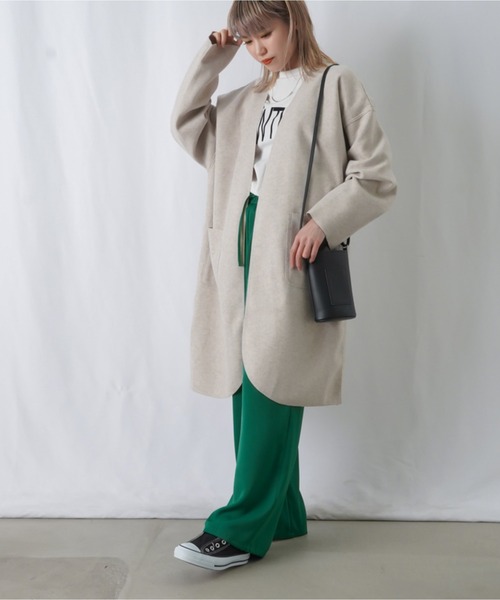 「LUCA/LADY LUCK LUCA」 ノーカラーコート FREE ベージュ レディース_画像4