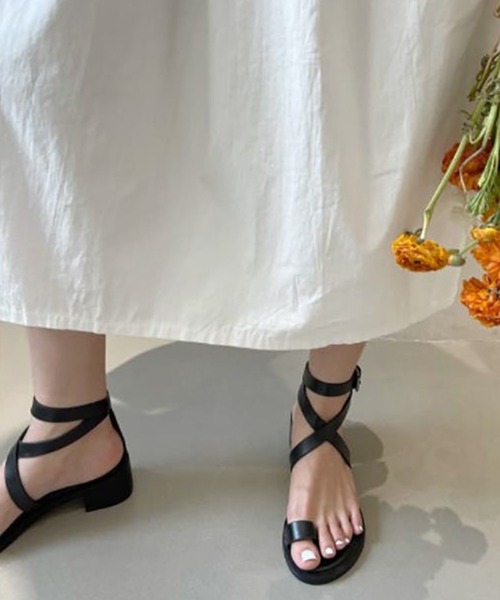 「Girly Doll」 フラットサンダル 36 オリーブ レディース_画像5