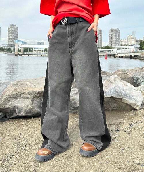 「sedacle」 加工デニムパンツ LARGE ブラック メンズ