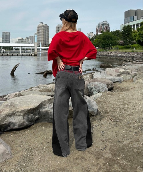 「sedacle」 加工デニムパンツ LARGE ブラック メンズ