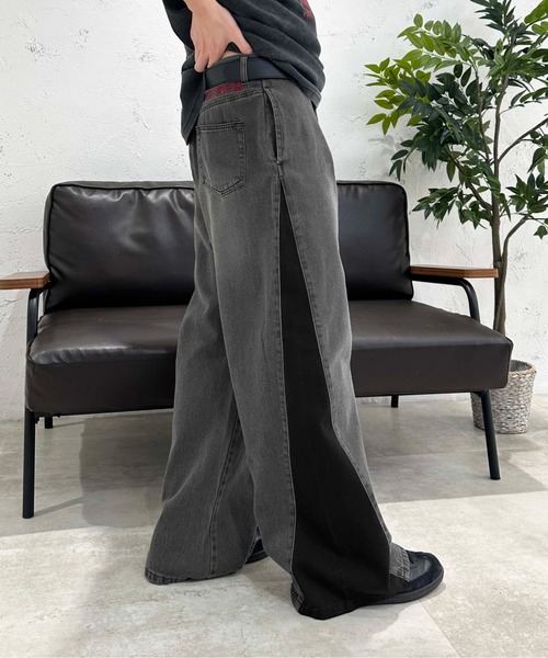 「sedacle」 加工デニムパンツ LARGE ブラック メンズ