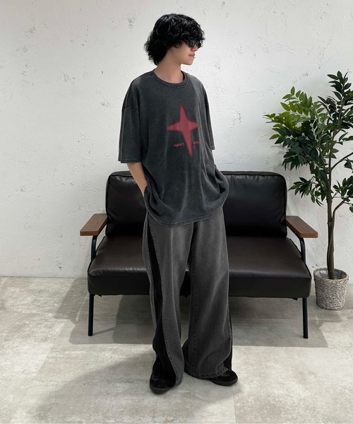 「sedacle」 加工デニムパンツ LARGE ブラック メンズ