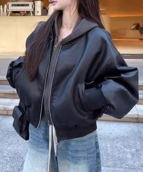 CELENA BEATS ブルゾン アウター オーバーサイズ フェイクレザー