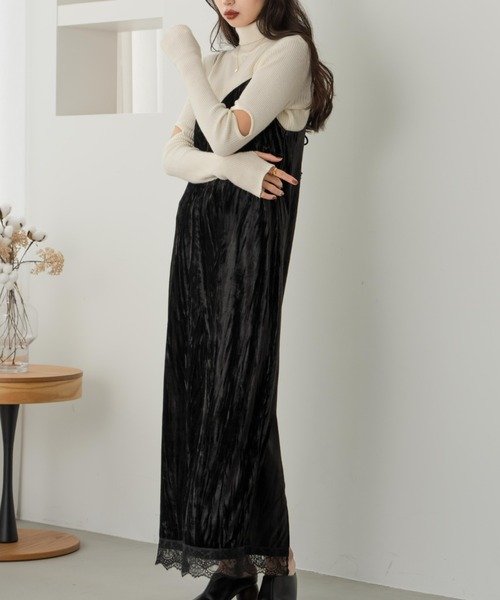 hinari（ヒナリ） ワンピース ベロアレースキャミワンピ : ZOZOTOWN