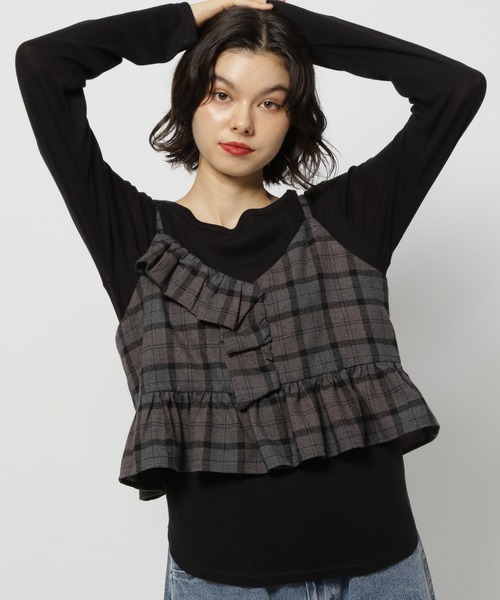 niko and…（ニコアンド） キャミソール チェックレイヤードキャミ