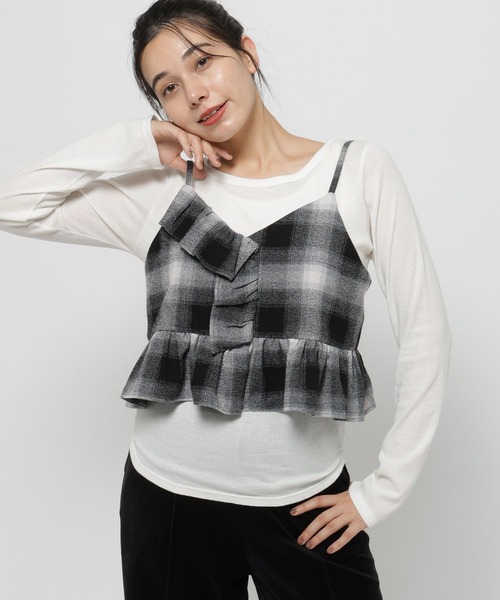 niko and…（ニコアンド） キャミソール チェックレイヤードキャミ