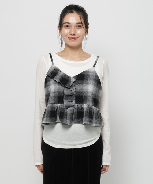 niko and…（ニコアンド） キャミソール チェックレイヤードキャミ