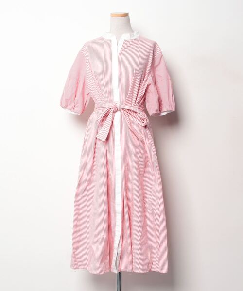 MUVEIL（ミュベール） 半袖ワンピース 38 レッド レディース