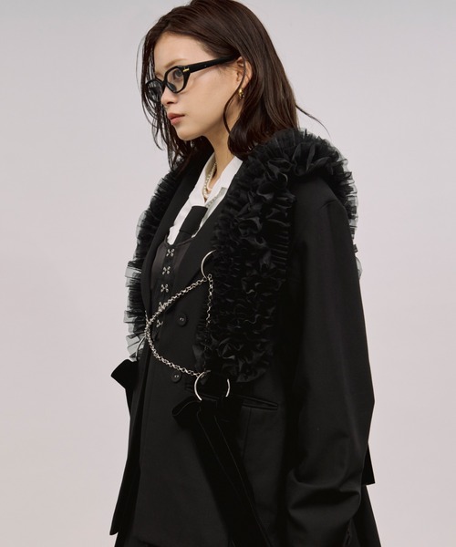 Ezick ベルト tull velours ribbon ベロアリボンチュールチェーン