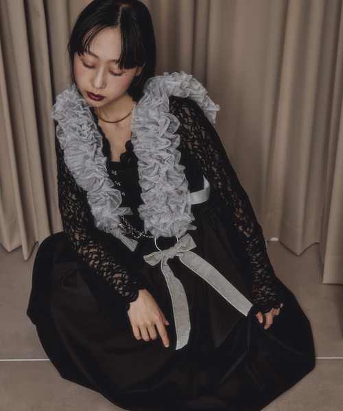 Ezick ベルト tull velours ribbon ベロアリボンチュールチェーン