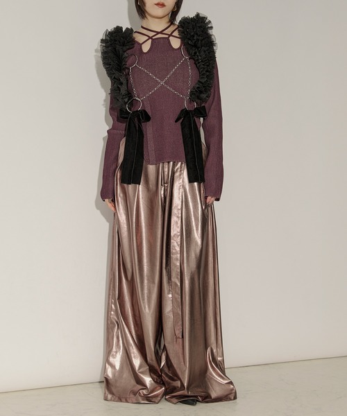 Ezick ベルト tull velours ribbon ベロアリボンチュールチェーン