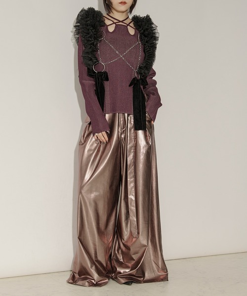 Ezick ベルト tull velours ribbon ベロアリボンチュールチェーン