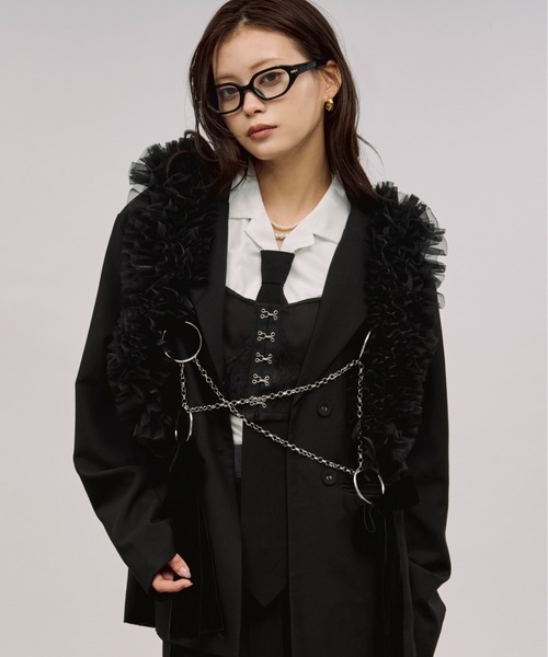 Ezick ベルト tull velours ribbon ベロアリボンチュールチェーン