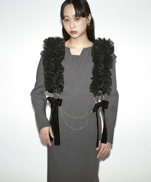 Ezick ベルト tull velours ribbon ベロアリボンチュールチェーン