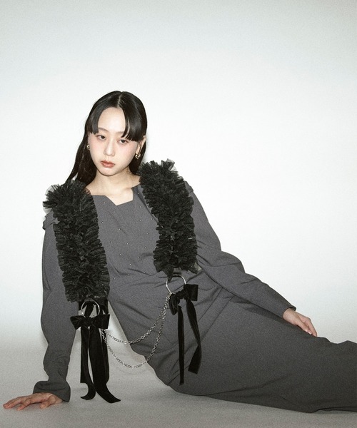 Ezick ベルト tull velours ribbon ベロアリボンチュールチェーン