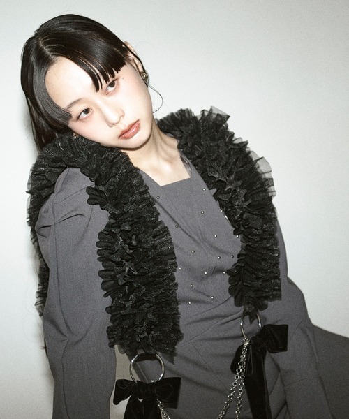 Ezick ベルト tull velours ribbon ベロアリボンチュールチェーン