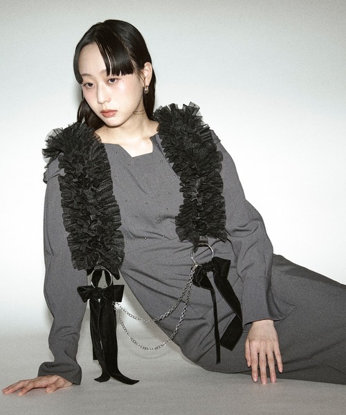 Ezick ベルト tull velours ribbon ベロアリボンチュールチェーン