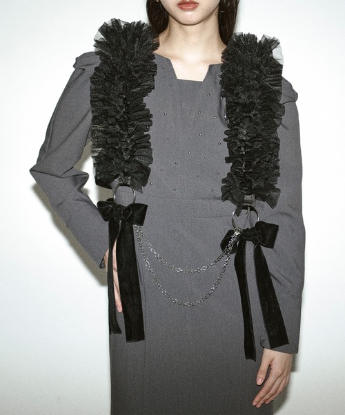 Ezick ベルト tull velours ribbon ベロアリボンチュールチェーン