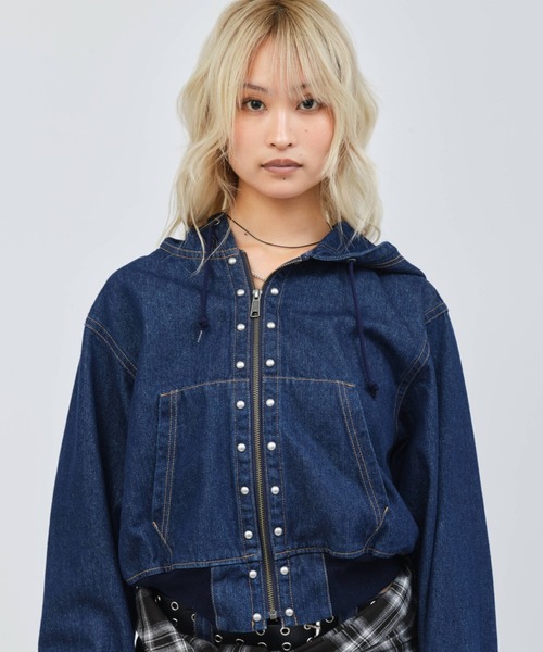  x Atmos Denim パーカー 【Mサイズ】 atmos girls コート アウター atmos pink Studs Denim Hoodie