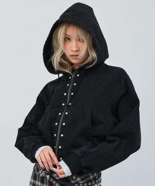  x Atmos Denim パーカー 【Mサイズ】 atmos girls コート アウター atmos pink Studs Denim Hoodie