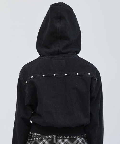 atmos girls コート アウター atmos pink Studs Denim Hoodie