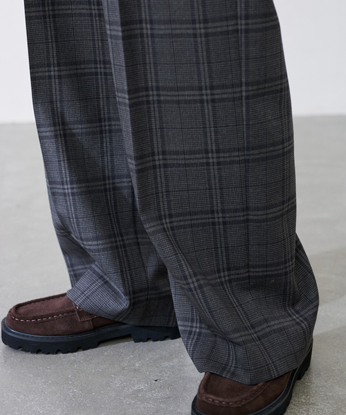 FRAMeWORK スラックス パンツ グレンチェックストレートパンツ