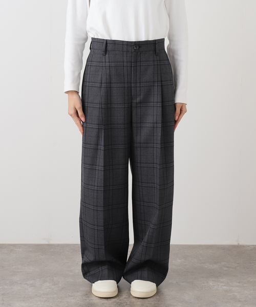 FRAMeWORK スラックス パンツ グレンチェックストレートパンツ